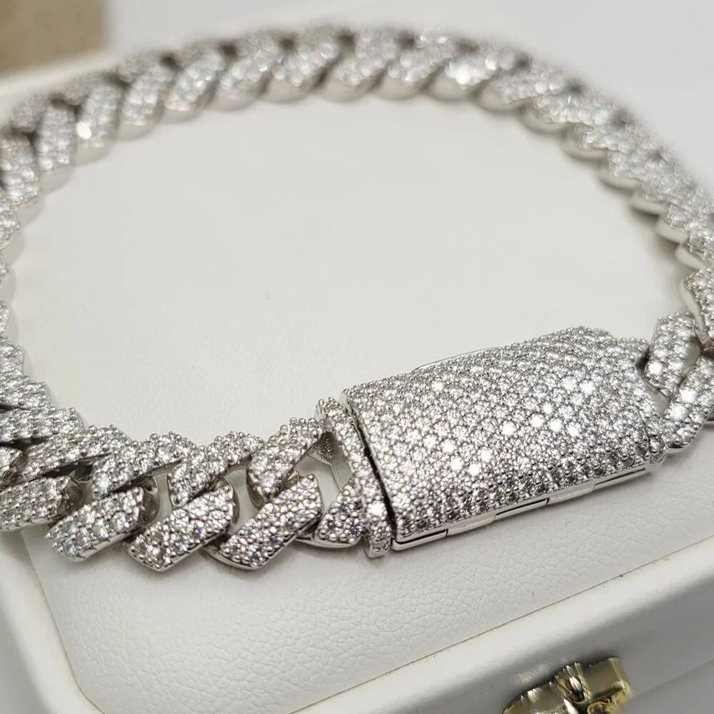 Silver Pave Cuban Link Bracelet